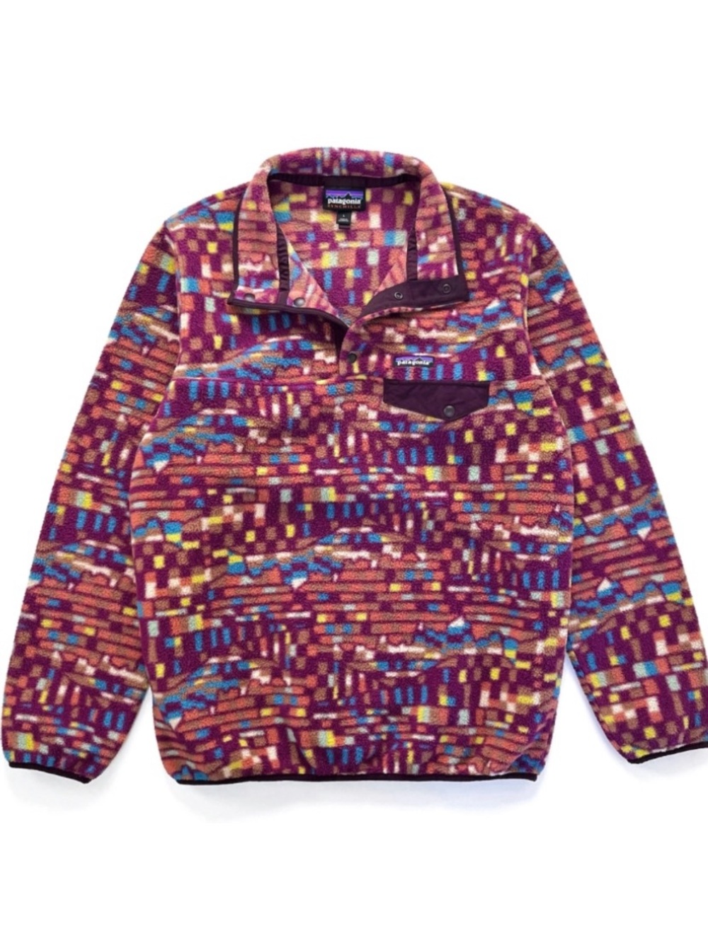 Patagonia Synchilla Womens Fleece Plum Print Fitz Roy Patchwork Large 2023